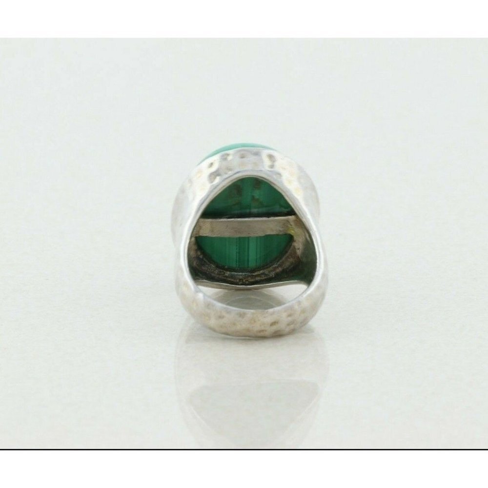 Sterling Silver Large Malachite Ring Size 6 1/4 - Picture 8 of 8